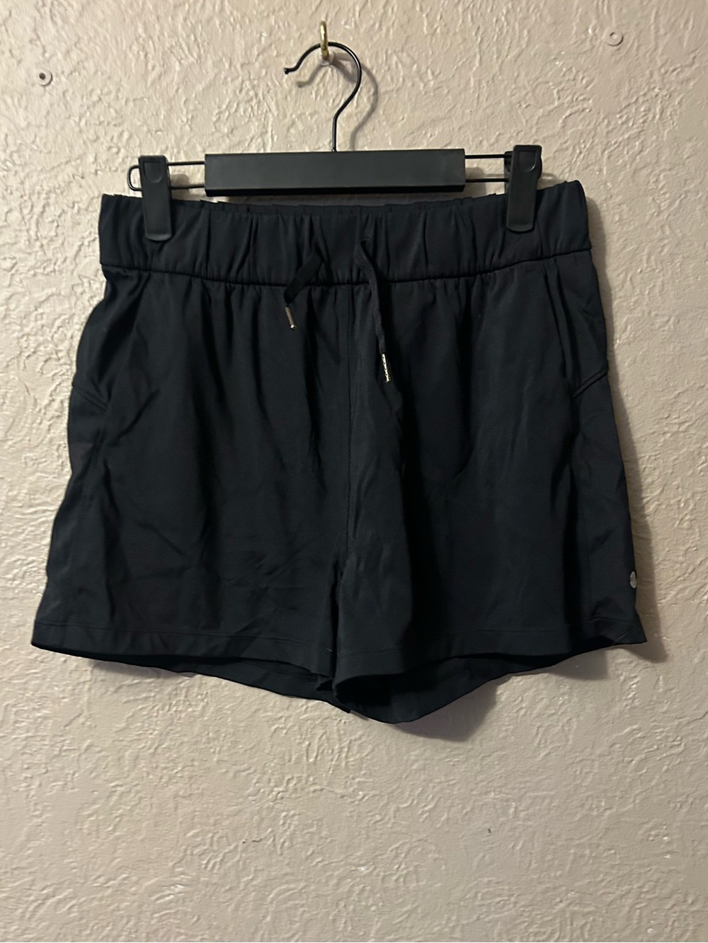 Women's Black Athletic Drawstring Shorts with Side Pockets